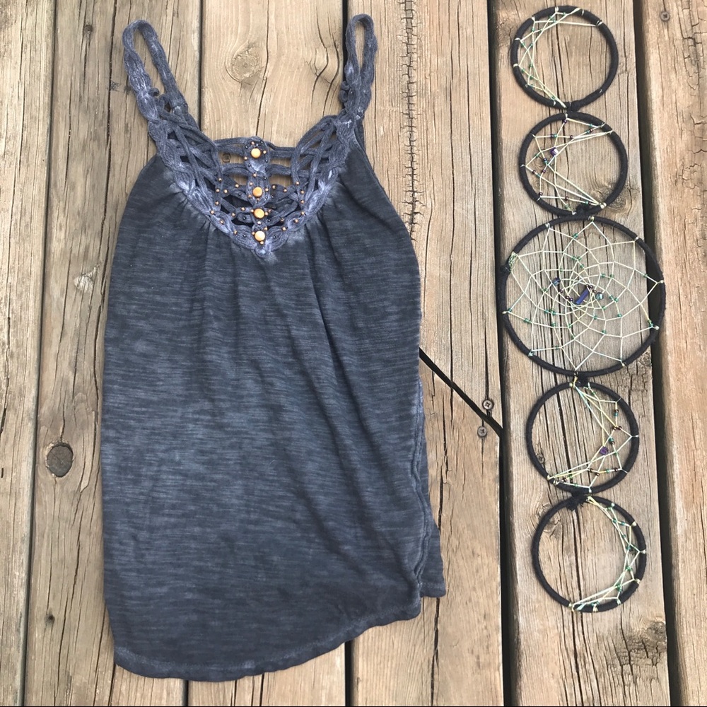 Free People Woven Crochet Eyelet Top